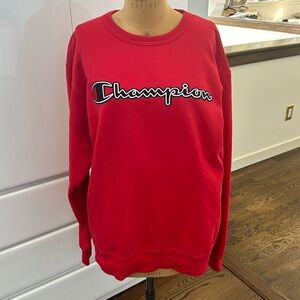 Red With Black Lettering Champion Sweatshirt Size Large